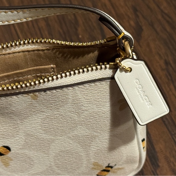 Coach Nolita 19 Purse - Signature Canvas With Bee Print (gold & glacier white) - Picture 9 of 9